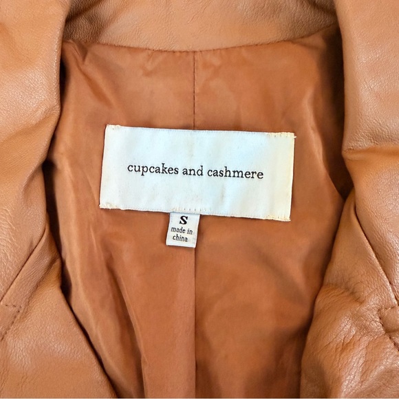 Cupcakes and Cashmere Tan Faux Leather Moto Jacket S - Picture 12 of 12